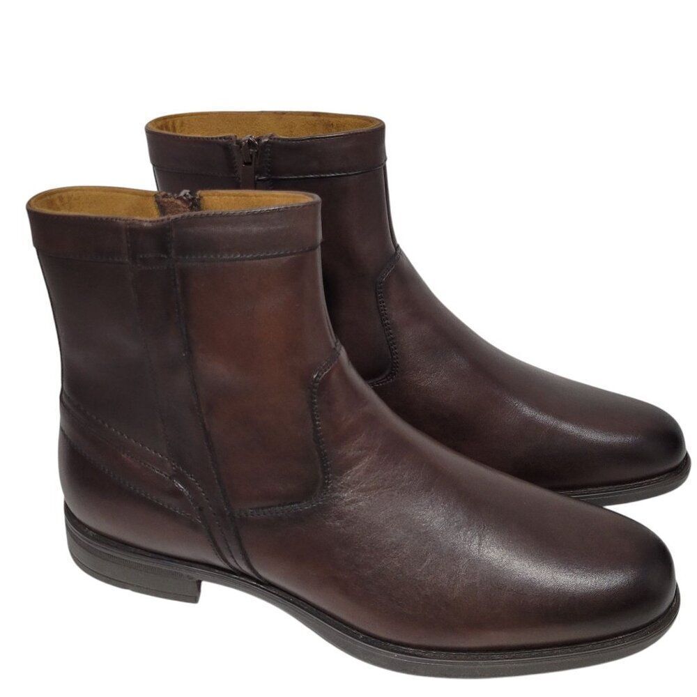 Florsheim Midtown‎ Boot Zip Plain Toe Mens Size 11 D Brown Genuine Leather NEW